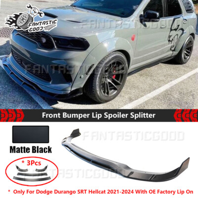 Matte Black For Dodge Durango SRT Hellcat 2021-2024 V1 Front Bumper Splitter Lip
