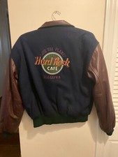 Vintage Hard Rock Cafe Nagoya Japan Wool Leather Bomber Letterman Jacket Rare Sm