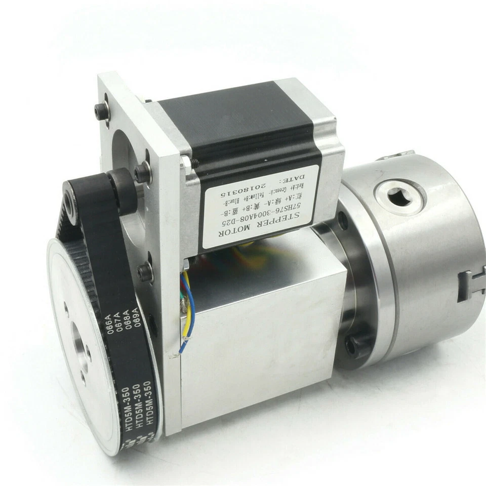 CNC 4th Rotary Axis 3 jaw chuck 80mm Dividing head Reducer ratio 6:1 & Tailstock - Immagine 3 di 4