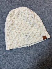 Frye Co Womens Beanie Hat Ivory Knitted 100 Acrylic Lightweight Snow Cap