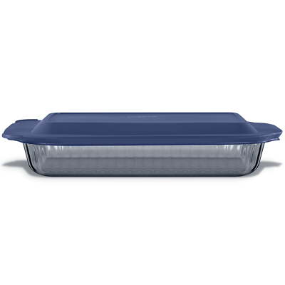 Pyrex Sculpted Tinted Rectangle 9x13 Glass Baking Dish with Airtight Lid Smoke
