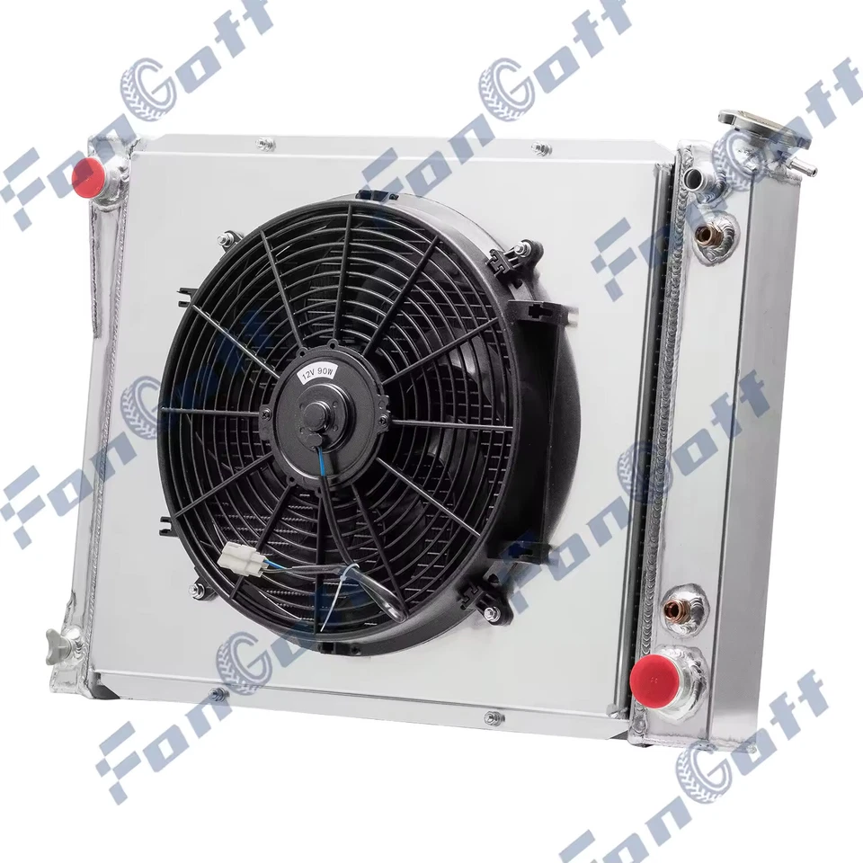 3 Row Radiator+Shroud Fan for 1985-93 GMC Chevy C/K/G/R 10 20 1500/2500 4.3L V6 - Image 2 of 4