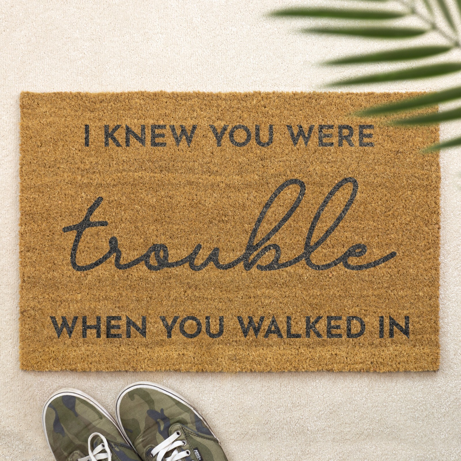 I Knew You Were Trouble When You Walked In Alfombrilla de puerta con cepillo alfombrilla de puerta delantera impresa