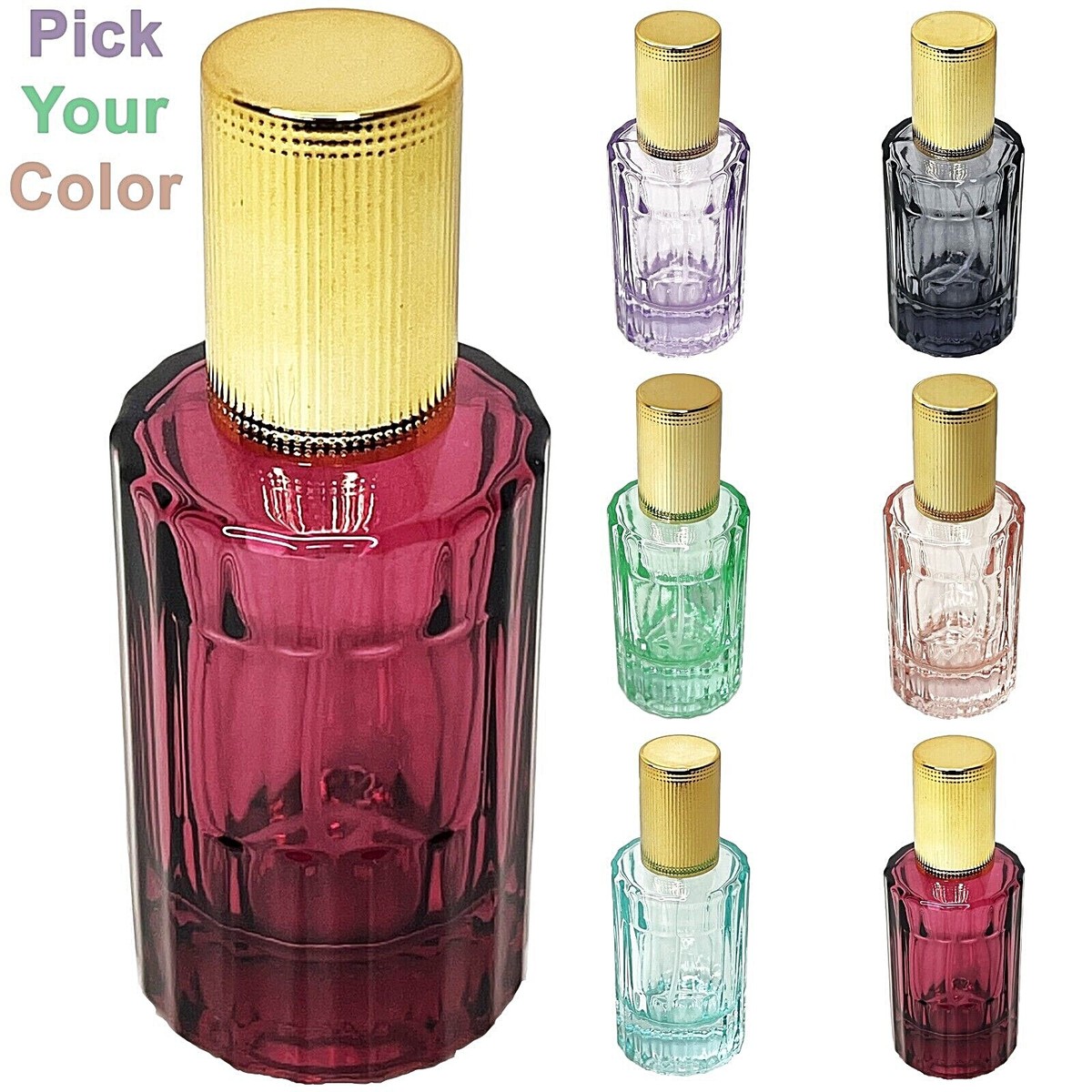 30ml 1oz colored glass empty perfume bottles pink red green black