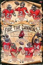 Tampa Bay Buccaneers FIRE THE CANNONS Brady and 6 Weapons 2021 NFL 22x34 POSTER