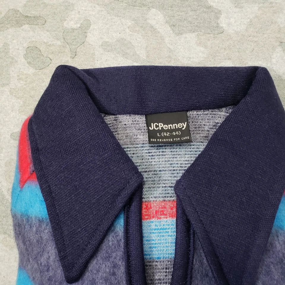 Vintage J.C. Penny Shirt Mens Large 42-44 Blue Striped Long Sleeve Super Soft - Image 3 of 4