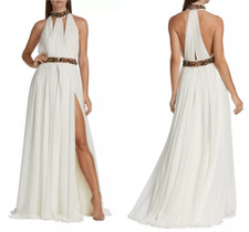 Reem Acra Greecian Chiffon Halter Gown