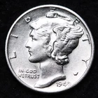 1940-D Mercury Silver Dime AU FREE SHIPPING