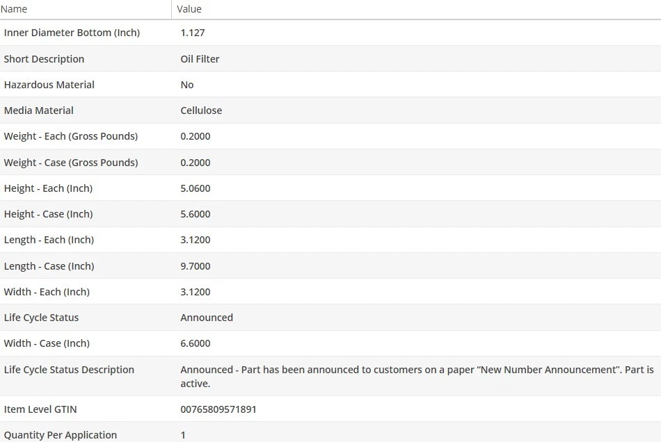 OEM Type Oil Filter WIX for BMW 750LI XDRIVE 2010-2015 V8-4.4L - Image 4 of 4