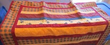 Red/Brown/Blue Quilt/Blanket with Dogs 39" x 59"