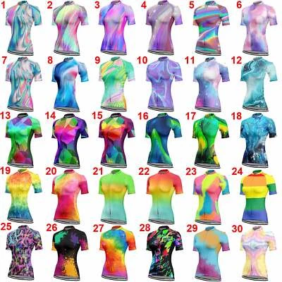 Fahrradtrikot Mehrfarbig Damen Kurzarm Rennrad Trikot Radtrikot Fahrradshirt - Bild 1 von 2