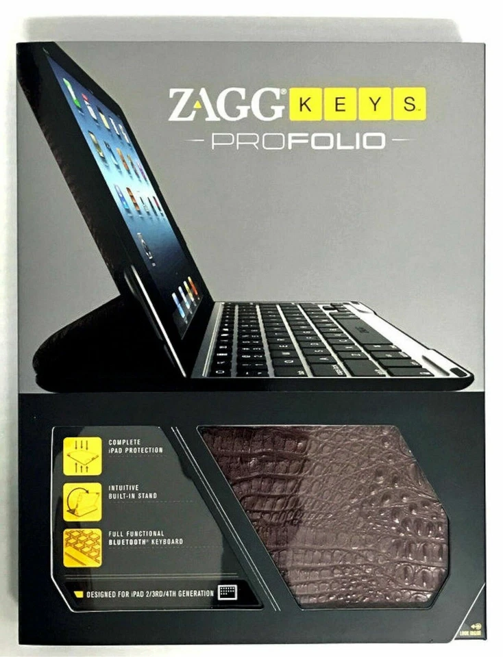 Funda con teclado Zagg Keys GEN 2/3/4 iPad (NON-PRO) Pro FOLIO MARRÓN COCODRILO Apple Foto 2 de 4