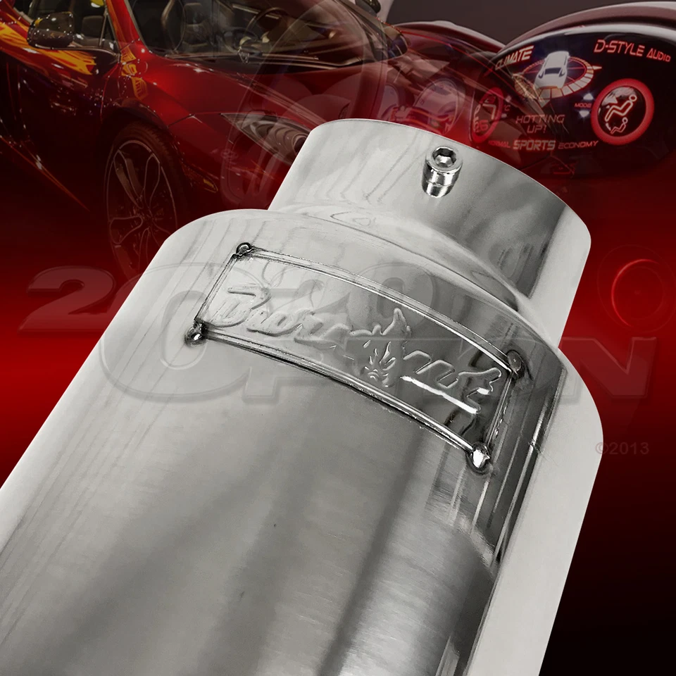BURNOUT STAINLESS STEEL SLANT TIP EXHAUST MUFFLER FOR NISSAN SUBARU PONTIAC - Image 2 of 4