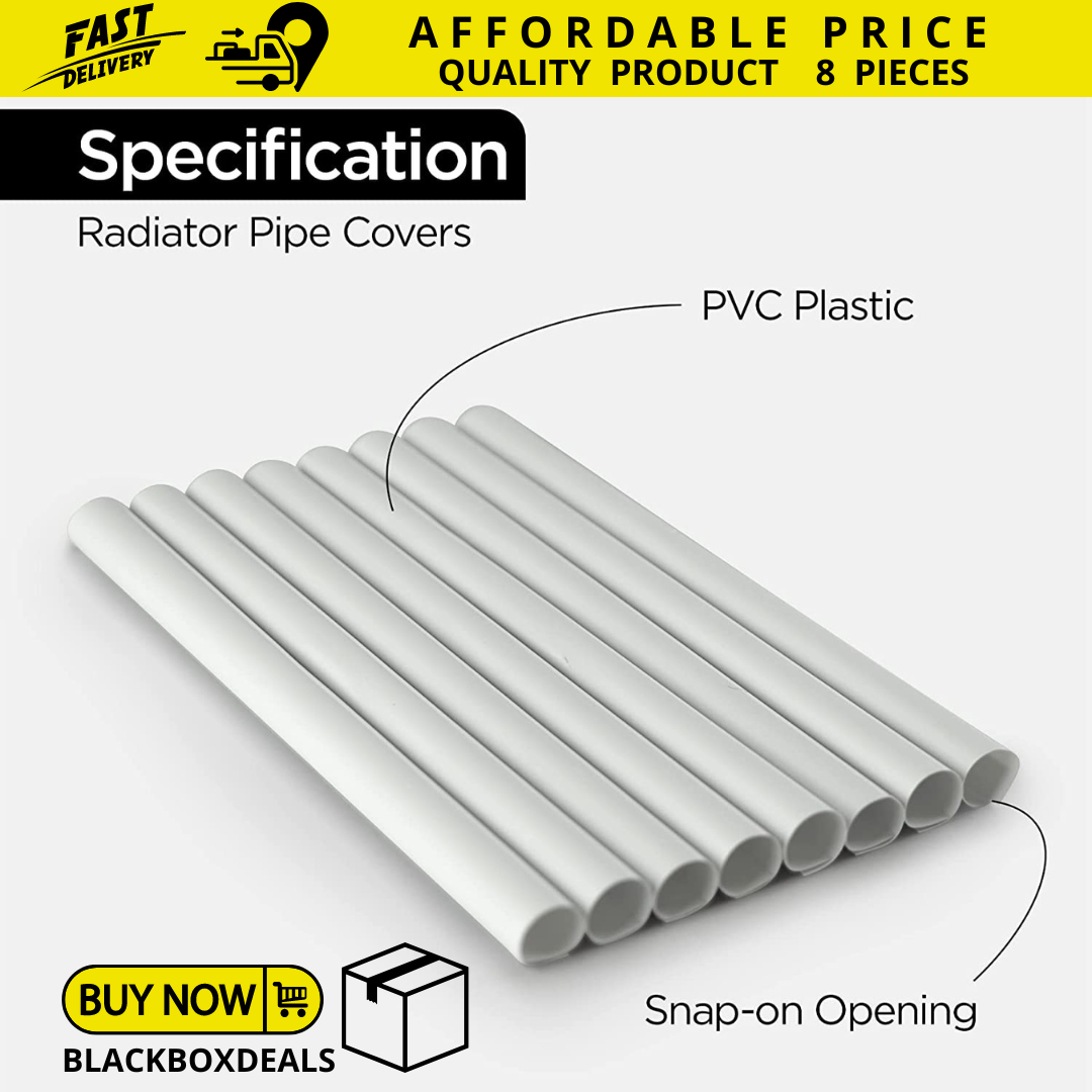 NEW 195 X 15MM WHITE RADIATOR PIPE COVERS SLEEVES SHROUDS SNAP AROUND