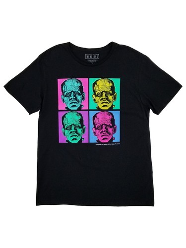 Universal Studios Monsters Mens Black Frankenstein Faces Halloween T-Shirt M - 第 1/1 張圖片