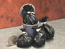 Dollhouse Miniature Trash Can & Bags Set 1:12 one inch scale E56 Dollys Gallery