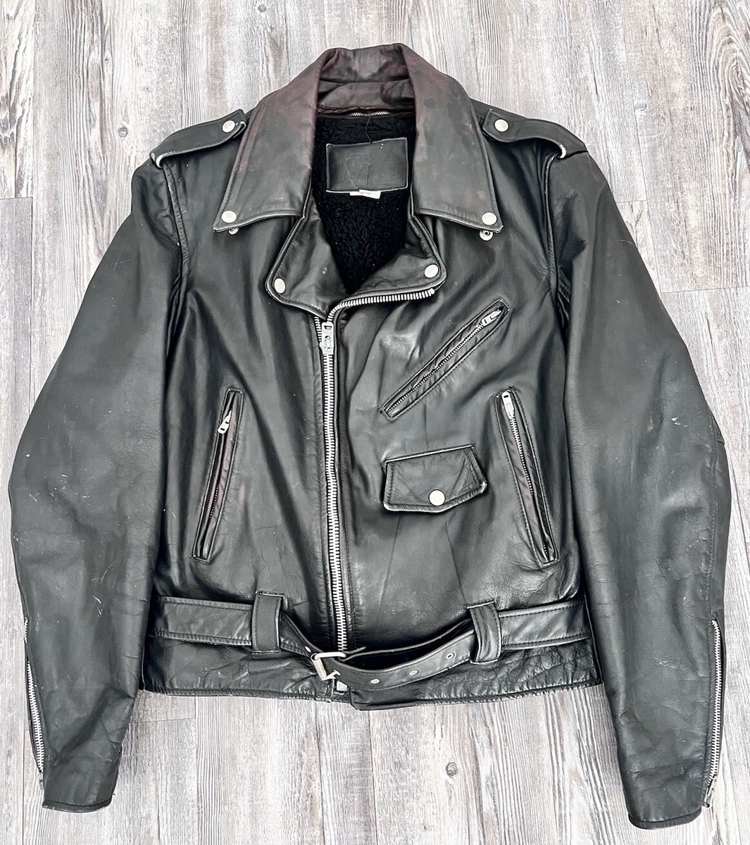 Branded Garments Leather Motorcycle Jacket with Detachable Sherpa