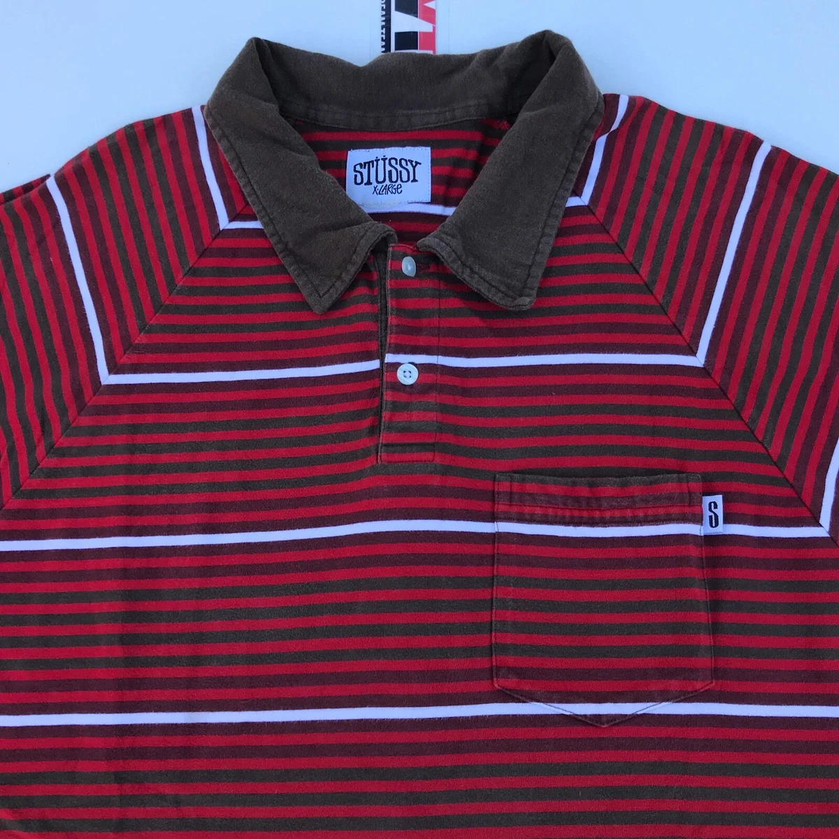 Vintage STUSSY Striped Polo Shirt Mens XL Cotton 90s 2000s Skate