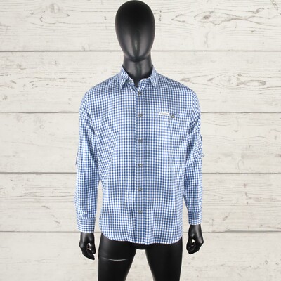 STOCKERPOINT Men's Blue Check Roll Short Sleeve Shirt Casual M Medium