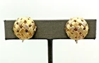 Vintage Miriam Haskell Basket Weave Dome Gold Gilt Filigree Screwback Earrings