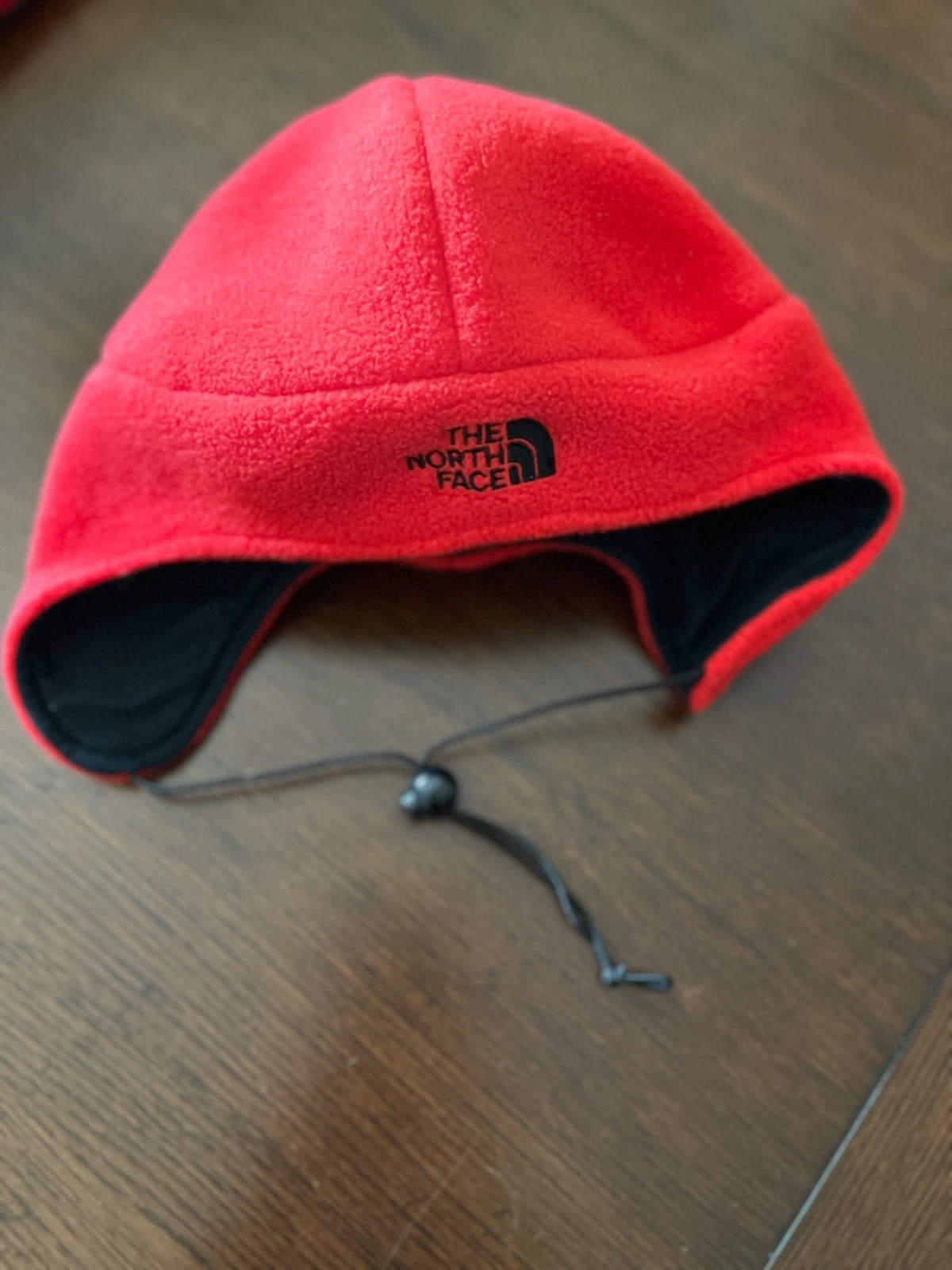 VTG The North Face Winter Fleece Ski Beanie Hat Ear Flap Womens Sz L Red USA