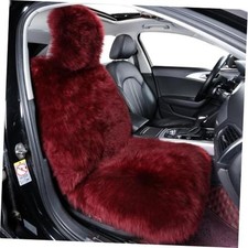 Fluffy Sheepskin Car Seat Cover Long Wool Front Seat Cover Dark Red