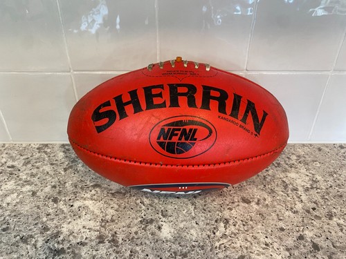 Sherrin AFL Kangaroo Brand Red Leather Football Size 5 NFNL Latrobe University