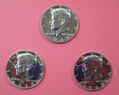 Lot of Three 1969 40% Silver Proof Kennedy Half Dollar / SKT40