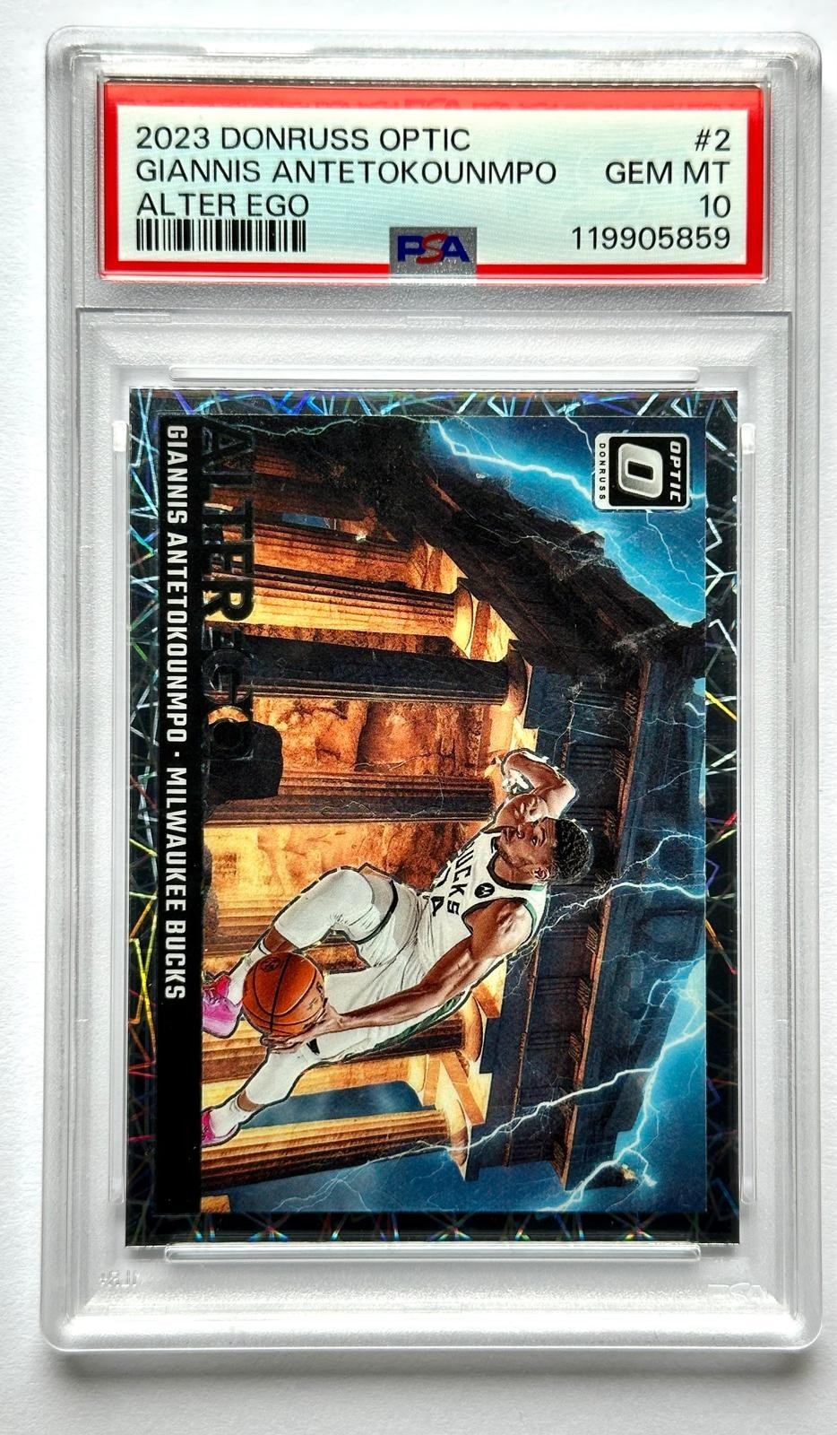 Giannis ANTETOKOUNMPO Alter Ego 2023. Donruss Optic Silver. GEM MT 10