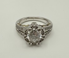 Verragio Sterling Silver Engagement Ring Cubic Zirconia Gold Accents Size 6