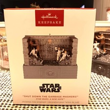 HALLMARK STAR WARS SHUT DOWN THE GARBAGE MASHERS 2024 MAGIC CHRISTMAS ORNAMENTS