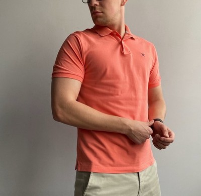 Hackett London Men s Coral Peach Men s Polo Size L(slim-fit)