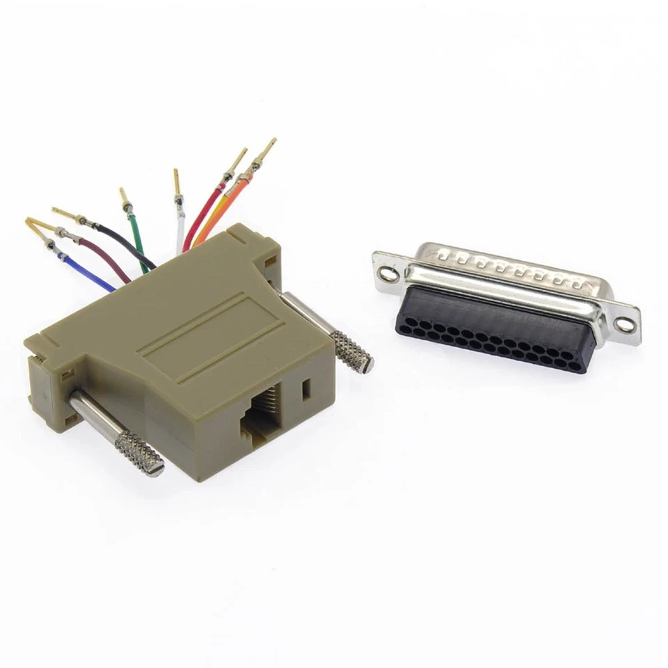 5 Pcs DB25 RS232 Male to RJ45 8P8C Network Adapter Converter Modular 28AWG Ivory - Image 2 of 2