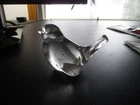 Vintage Fenton 1980s Bird Clear Art Glass Figurine Paperweight,Few Bubbles,3" H