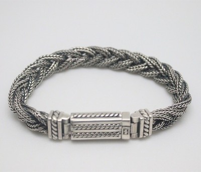 Echt 925 Sterling Silber Armband Damen Herren 9 mm Vintage Webglied 7,1 Zoll /33 g