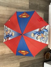 Vintage Superman Kids Umbrella Figural Handle Tested Working