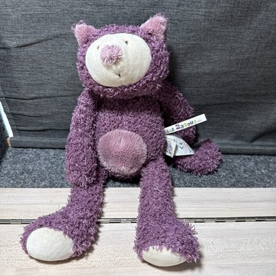Moulin Roty Rare Les Zazous Mia Cat 12'' purple Plush Doudou Zazou Singe