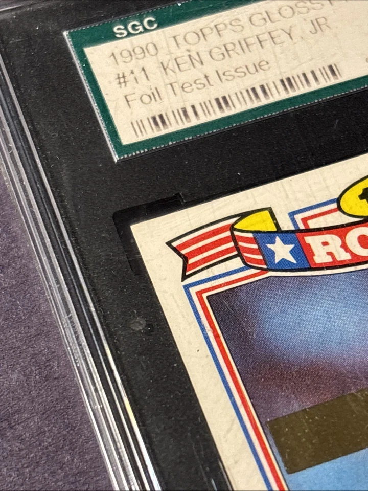 1990 Topps Glossy Rookies Ken Griffey Jr. Тестовый выпуск из фольги SGC 96 (только на 2 выше) - Изображение 4 из 4