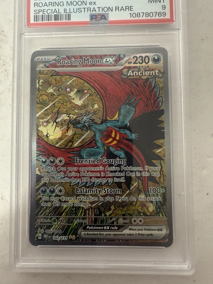 Roaring Moon Ex 2025 Pokemon Prismatic Evolutions Special Illustration 162 PSA 9 - Image 4 of 4
