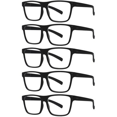 5 Pack Oversized Reading Glasses Blue Light Blocking Square Large Frame Reade...
