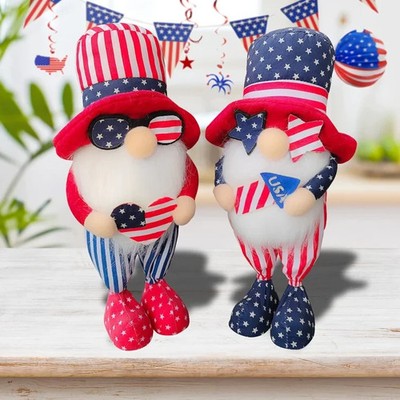 Holiday Gnomes July 4th Independence Day 12'' Tall Plushes-Set Of Two 2108