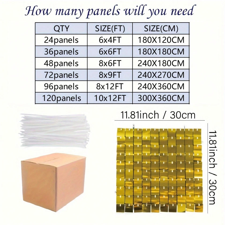 ZEF-24/36pcs Shimmer Wall Backdrop Square Shimmer Panels Sequin Photo Backdrops - Image 4 of 4