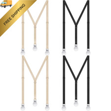 Sintege 4 Pcs Women Suspenders Hidden Thin One Size, Black, Beige