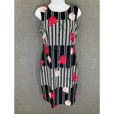 Tommy Hilfiger Dress Womens Sz 8 Sleeveless Floral Stripes Career Cocktail
