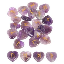 25Pcs Amethyst Rune Stones Set with Engraved Elder Futhark Alphabet