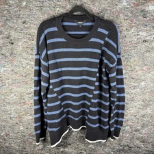 Simply Vera Vera Wang Sweater Womens XL Black Blue Striped Pullover Lightweight