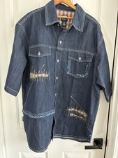 VTG Y2K Urban Street Hip Hop NWOT SouthPole Shirt Men XL Dk Blue Denim S/S Truck