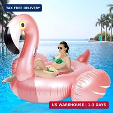 Giant Inflatable Flamingo Ride On Pool Float, Blow Up Pool Floatie with Fast Val