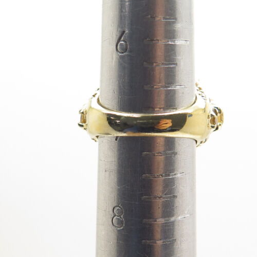 925 Sterling Silver Gold Plated Real Smoky Quartz & Citrine Ring Size 7 - Picture 9 of 9
