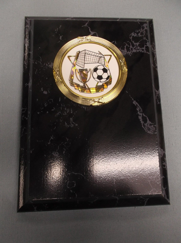 black soccer plaque 5 x 7 board ball cup goal insert relief trophy award - 第 1/1 張圖片